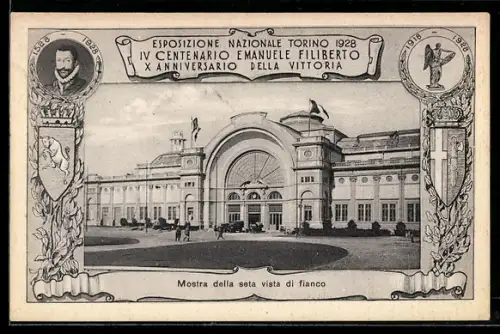 AK Torino, Esposizione Nazionale 1928, Mostra della seta vista di fianco