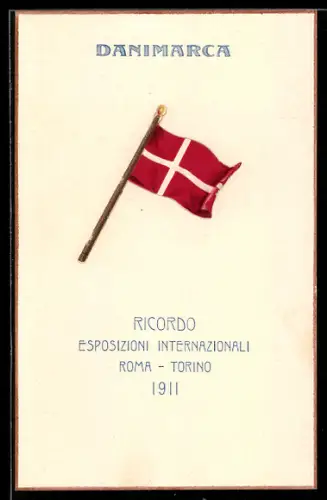 Künstler-AK Roma-Torino, Esposizioni Internazionali 1911, Danimarca, Flagge