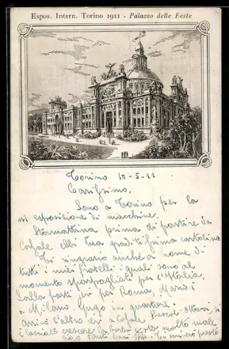 Künstler-AK Torino, Esposizione Internazionale 1911, Palazzo delle Feste