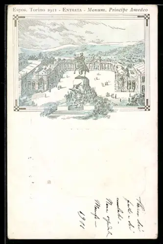Künstler-AK Torino, Esposizione Internazionale 1911, Monumento Principe Amedeo