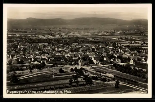 AK Meckenheim / Pfalz, Gesamtansicht vom Flugzeug aus, Fliegeraufnahme