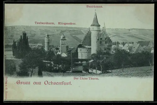 AK Ochsenfurt, Dicker Turm, Bezirksamt, Taubenturm