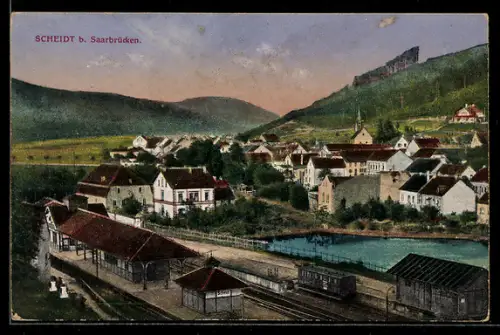 AK Saarbrücken-Scheidt, Bahnhof am Ortsrand