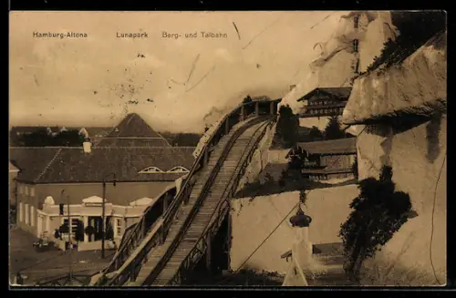 AK Hamburg-Altona, Lunapark mit Berg- und Talbahn, Volksfest