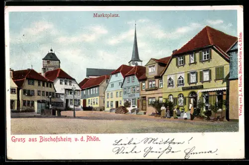 AK Bischofsheim v. d. Rhön, Marktplatz mit Gasthaus von August Seiffert