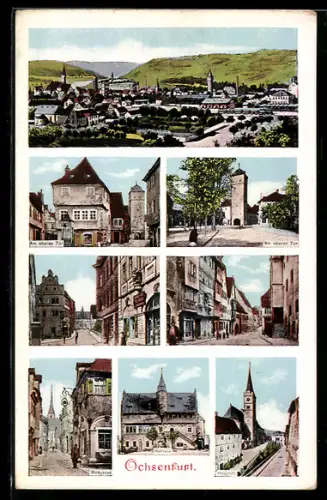AK Ochsenfurt, Am oberen Tor, Rathaus, Hauptstrasse