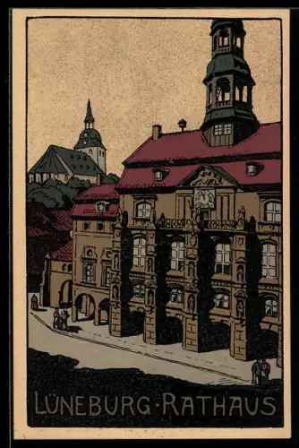 Steindruck-AK Lüneburg, Rathaus