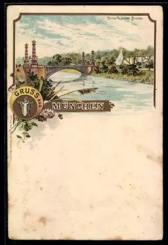 Lithographie München, Prinz-Regenten-Brücke