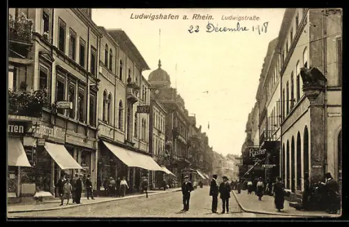 AK Ludwigshafen a. Rhein, Ludwigstrasse, Eckhaus mit Ladengeschäft Cigarren Müller