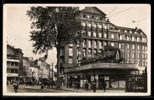 AK Saarbrücken, Bahnhofstrasse, Hotel Excelsior & Cafe Pavillon