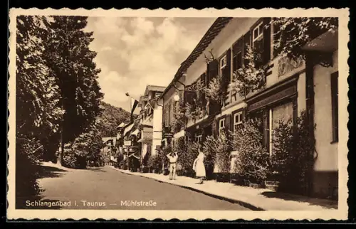 AK Schlangenbad i. Taunus, Mühlstrasse, Hotel Rheingauer Hof