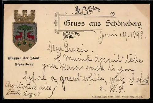 AK Berlin-Schöneberg, Wappen der Stadt Schöneberg