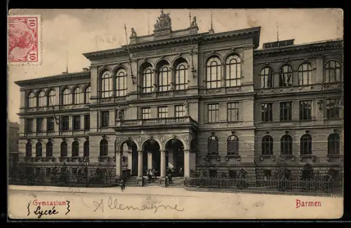 AK Barmen, Gymnasium Haupteingang Strassenseite