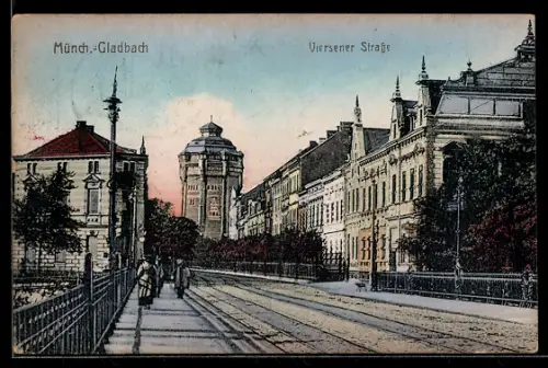 AK M.-Gladbach, Viersener Strasse mit Wasserturm