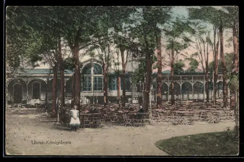 AK Unna-Königsborn, Kurpark mit Wandelhalle & Biergarten