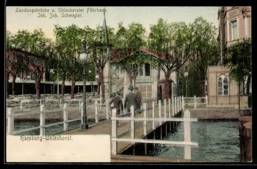 AK Hamburg-Uhlenhorst, Landungsbrücke und Uhlenhorster Fährhaus, Inh. Joh. Schwegler