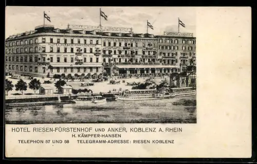 AK Koblenz, Hotel Riesen-Fürstenhof und Anker, Inh. H. Kämpfer-Hansen