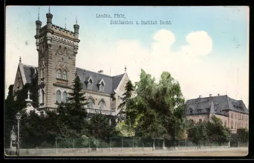 AK Landau /Pfalz, Schlösschen und Institut Becht