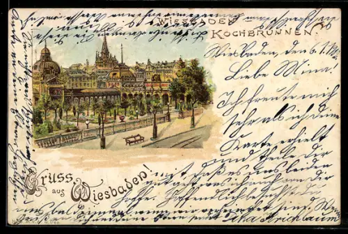 Lithographie Wiesbaden, Kochbrunnen