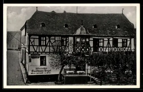 AK Kiedrich, Historisches Gasthaus Engel, Bes. Frau Fr. Kroneberger, Aussenansicht