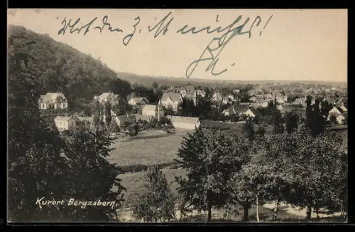 AK Bergzabern, Ortsansicht vom Berghang aus