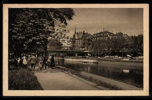 AK Saarbrücken, Saarpartie mit Louisenbrücke