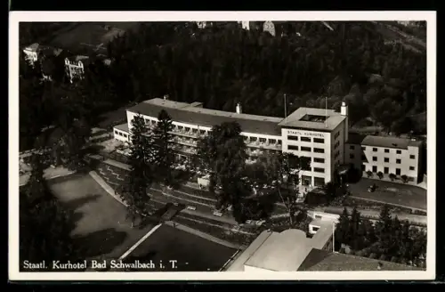 AK Bad Schwalbach i. T., Staatl. Kurhotel vom Flugzeug aus