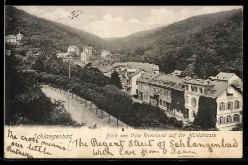 AK Schlangenbad, Blick von Villa Rheinland auf die Mühlstrasse
