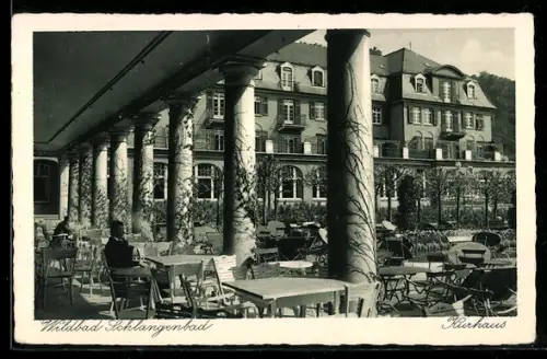 AK Schlangenbad, Kurhaus mit Anlage und Ruhebänken
