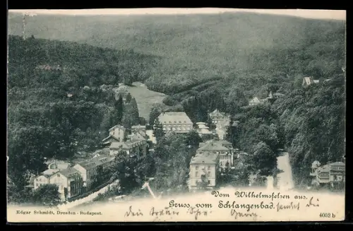 AK Schlangenbad, Blick vom Wilhelmsfelsen auf den Ort