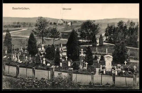 AK Saarbrücken, Ehrental, Blick auf den Friedhof