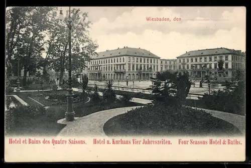 AK Wiesbaden, Hotel und Kurhaus Vier Jahreszeiten