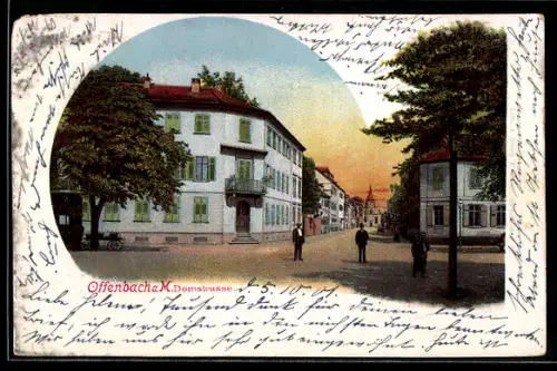 AK Offenbach a. M., Domstrasse mit Passanten