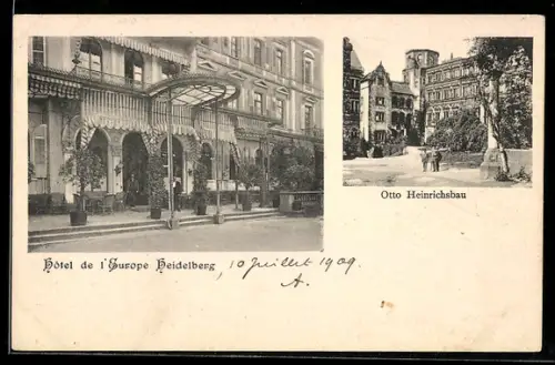 AK Heidelberg, Hotel de l`Europe, Otto Heinrichsbau