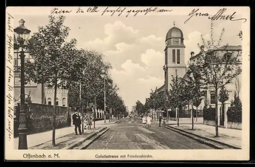 AK Offenbach a. M., Geleitsstrasse mit Friedenskirche