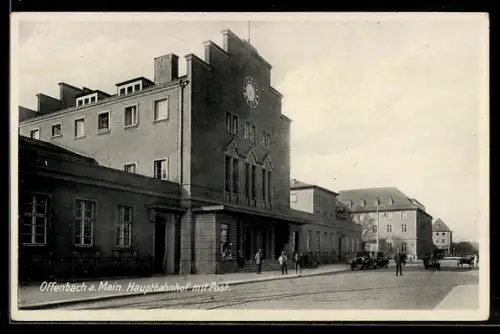 AK Offenbach, Hauptbahnhof mit Post