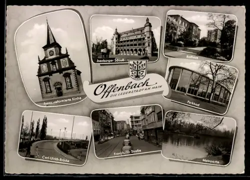 AK Offenbach am Main, Isenburger Schloss, Rathaus, Parkbad