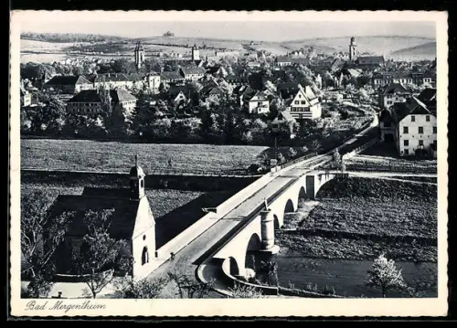 AK Bad Mergentheim, Ortspanorama mit Brücke aus der Vogelschau