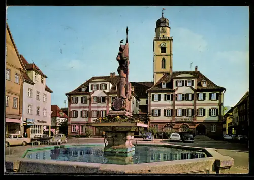 AK Bad Mergentheim, Milchlingbrunnen und Kirche St. Johann