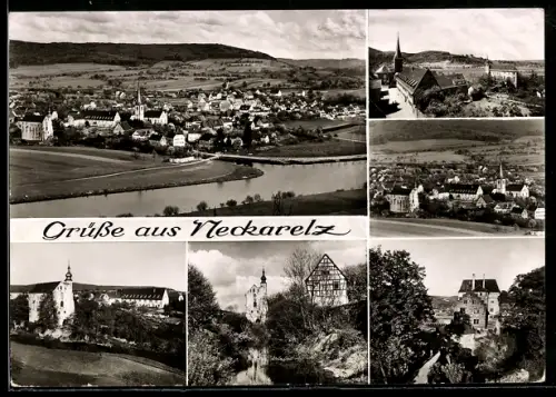 AK Neckarelz, Hotel Haus Maria Trost, Kirche, Strassenpartie