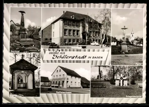 AK Schlierstadt, Raiffeisenkasse, Schulhaus, Kapelle