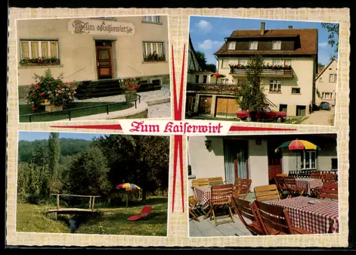 AK Ober-Laudenbach b. Heppenheim, Gasthaus und Pension Zum Kaiserwirt, Rückansicht, Terrasse