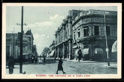 AK Rosario, Calle Corrientes con el Teatro Colon