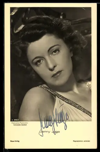 AK Schauspielerin Jenny Jugo im Kostüm einer Filmrolle, Autograph