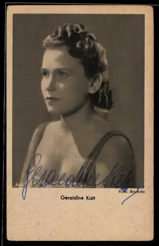 AK Schauspielerin Geraldine Katt mit Locken, Autograph