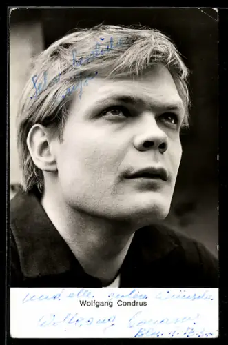 AK Schauspieler Wolfgang Condrus im Halbprofil, Autograph