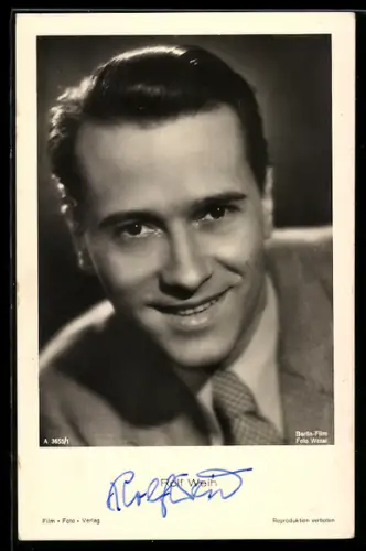 AK Schauspieler Rolf Weih im Anzug, Autograph