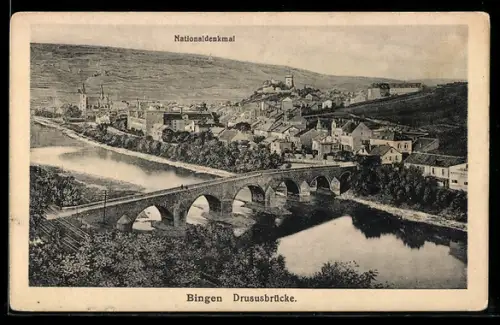 AK Bingen, Drususbrücke, Ortsansicht