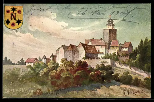 AK Breuberg, Teilansicht mit Burg