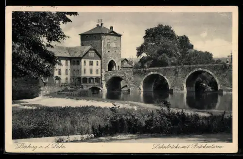 AK Limburg, Lahnbrücke mit Brückenturm